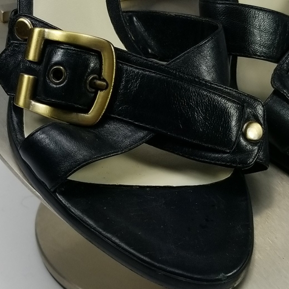 Nine West black leather slides with buckle sz 6.5 - Picture 2 of 8